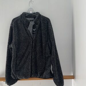 Brave Soul Black Heathered Fleece Zip Jacket